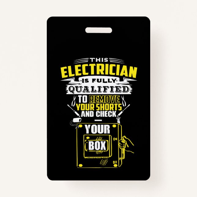 This electrician is fully qualified ID badge (Front)