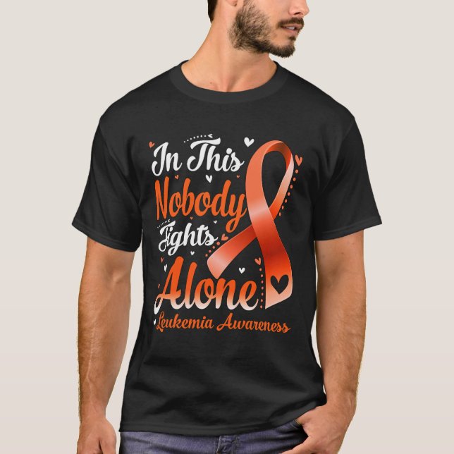 This Family Nobody Fight Alone Leukaemia Awareness T-Shirt (Front)