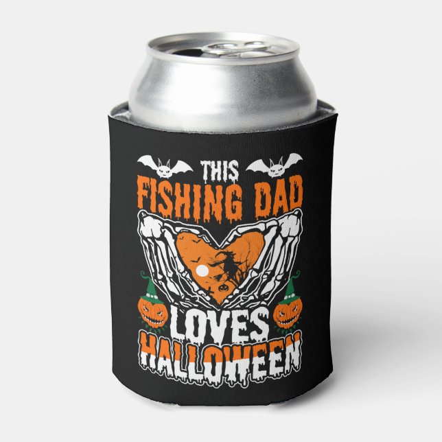This Fishing Dad Loves Halloween Can Cooler (Can Front)