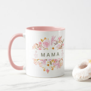 This floral Mama design features elegant botanical Mug