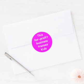 This for-profit business transes kids classic round sticker