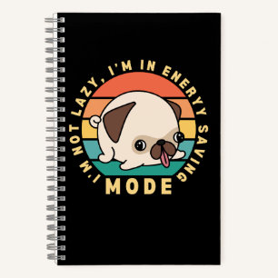 This funny design features a cute pug dog against notebook