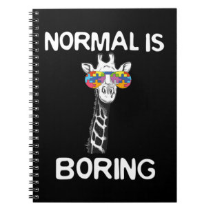 This funny graphic design features giraffe with co notebook