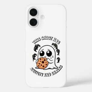 This Ghost Has Anxiety and Snacks iPhone 16 Case