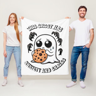This Ghost Has Anxiety and Snacks Fleece Blanket