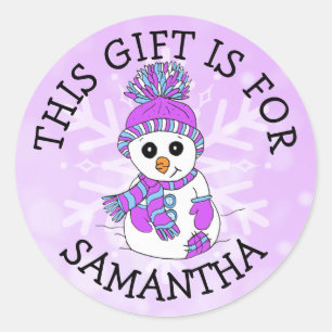 This Gift is For Name Tag Cute Snowman Christmas