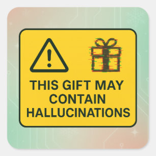 This Gift May Contain Hallucinations – Funny AI Square Sticker