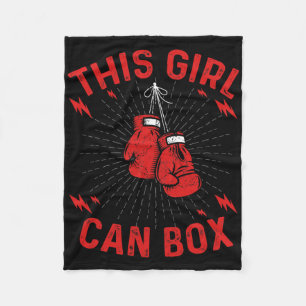 This Girl Can Box, Boxer Boxing Vintage Design Fleece Blanket