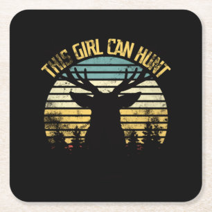 This Girl Can Hunt Classic Square Paper Coaster
