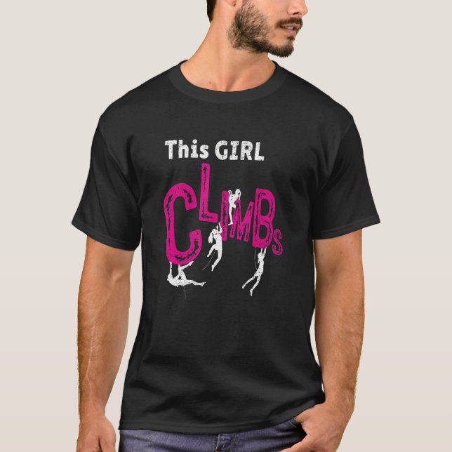 This Girl Climbs Rock Bouldering Rock Climbing Cli T-Shirt (Front)