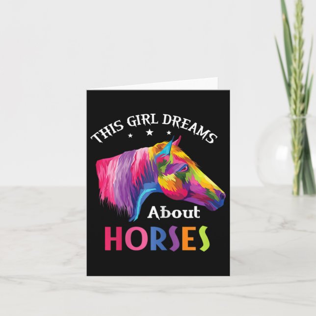 This Girl Dreams About Horses Horseback Riding Clo Card (Front)