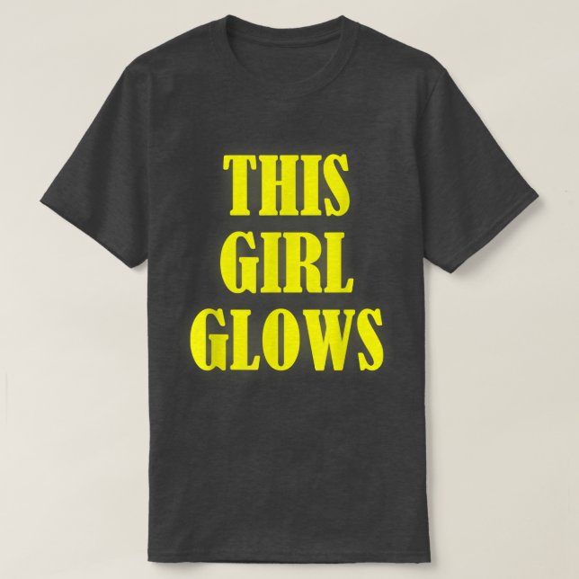 This Girl Glows  80's Retro Neon Party T-Shirt Cop (Design Front)