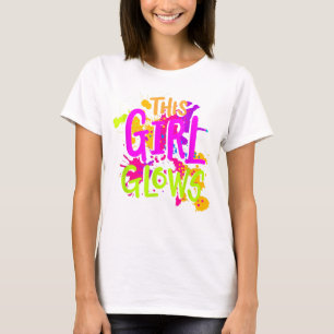This Girl Glows Costume 80s Glow Halloween Party T-Shirt