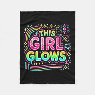 This Girl Glows For Kids Tie Dye Bright Color 80's Fleece Blanket