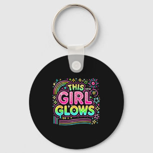 This Girl Glows For Kids Tie Dye Bright Color 80's Key Ring