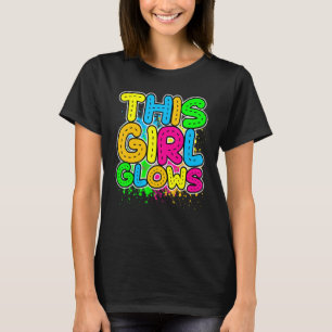 This Girl Glows party 80s vintage retro colourful T-Shirt