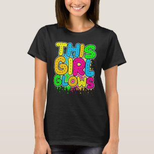 This Girl Glows party 80s vintage retro colourful T-Shirt