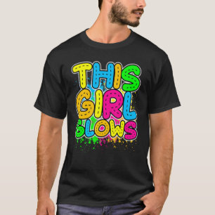 This Girl Glows party 80s vintage retro colourful T-Shirt