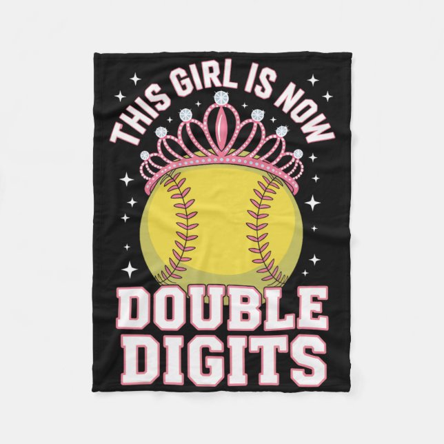 This Girl Is Now 10 Double Digits Softll Lover Pit Fleece Blanket (Front)
