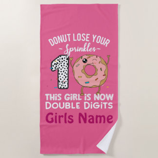 This Girl is Now Double Digits 10th Birthday Dough Beach Towel