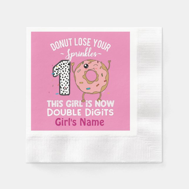This Girl is Now Double Digits 10th Birthday Dough Napkin (Front)