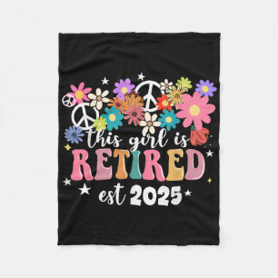 This Girl Is Retired 2025 Retro Shirt Floral Retir Fleece Blanket