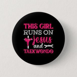 This Girl Jesus Taekwondo Woman Religion Karate 6 Cm Round Badge
