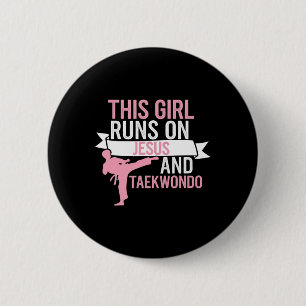 This Girl Jesus Taekwondo Woman Religion Karate 6 Cm Round Badge