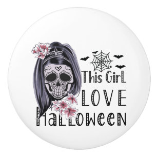 This Girl Love Halloween Ceramic Knob