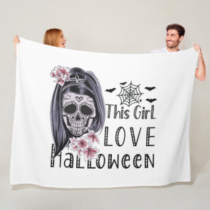 This Girl Love Halloween Fleece Blanket