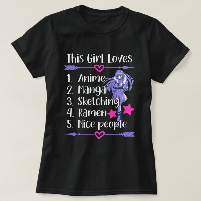 This Girl Loves Anime Manga Sketching Ramen Nice P T-Shirt (Design Front)