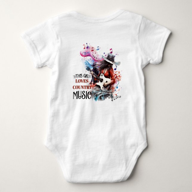 This girl loves country music baby bodysuit  (Back)