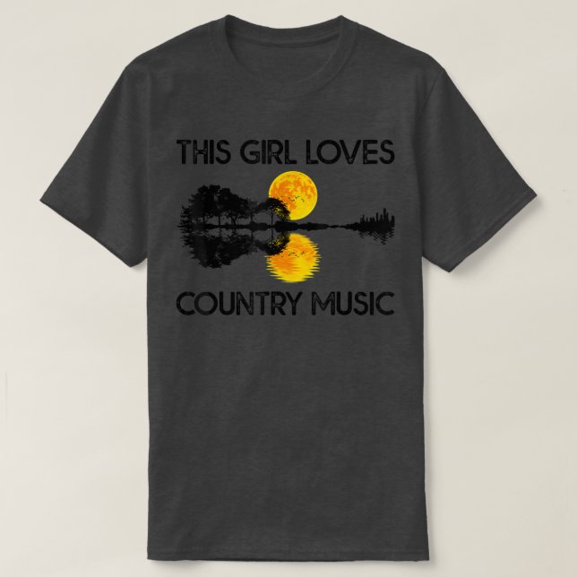 This Girl Loves Country Music Tshirt Guitar Lake S (Design Front)