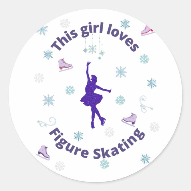 This Girl Loves Figure Skating  Classic Round Sticker (Front)