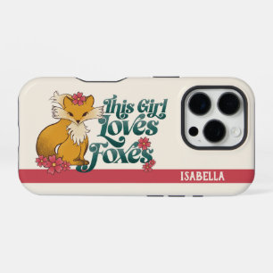 This Girl Loves Foxes with Flowers Custom Name iPhone 16 Pro Case