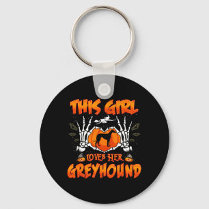 This Girl Loves Greyhound Dog Funny Halloween Key Ring