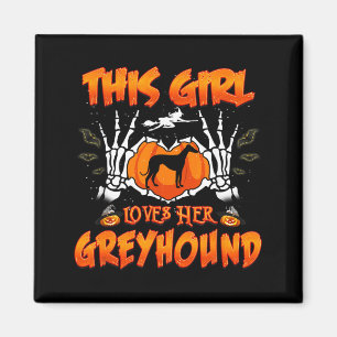 This Girl Loves Greyhound Dog Funny Halloween Magnet
