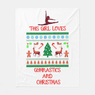 This Girl Loves Gymnastics and Christmas Fleece Blanket