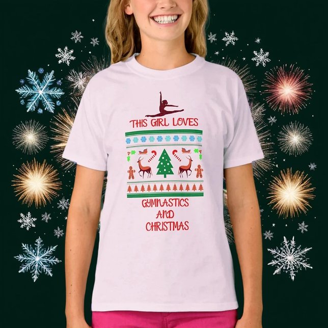 This Girl Loves Gymnastics and Christmas T-Shirt (Creator Uploaded)