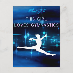 This Girl Loves Gymnastics Black, Blue, White    Postcard