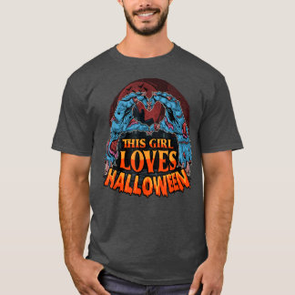 This Girl Loves Halloween Lazy Costume Zombie Hand T-Shirt
