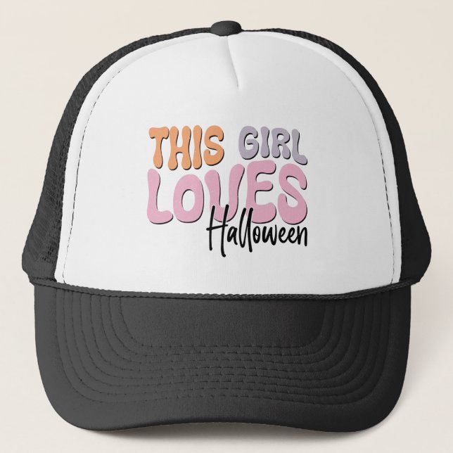 This Girl Loves Halloween Trucker Hat (Front)