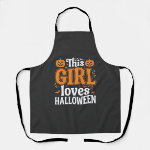 This Girl Loves Halloween Typography SVG Design_1 Apron
