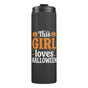 This Girl Loves Halloween Typography SVG Design_1 Thermal Tumbler