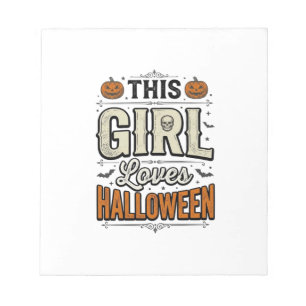 This Girl Loves Halloween Vintage Shirt Design_1 Notepad