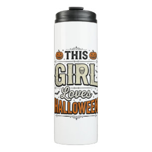 This Girl Loves Halloween Vintage Shirt Design_1 Thermal Tumbler