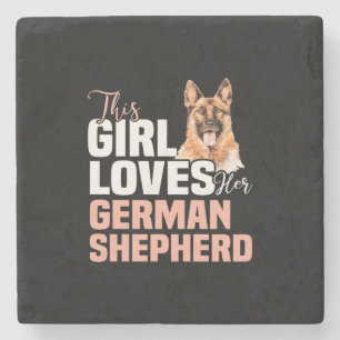 This Girl Loves Her German Shepherd Stone Coaster