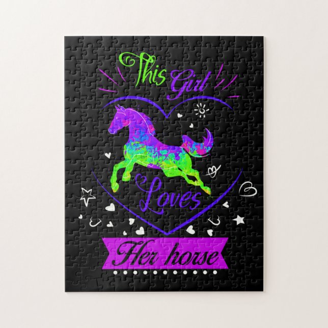 This Girl Loves Her Horse Purple   Jigsaw Puzzle (Vertical)