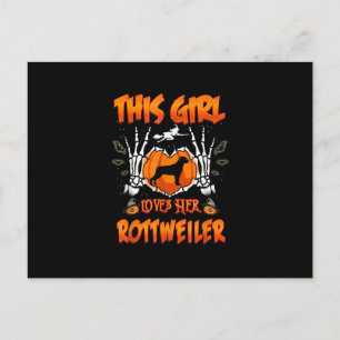 This Girl Loves Her Rottweiler Dog Halloween Holiday Postcard