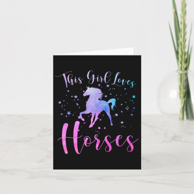This Girl Loves Horses Equestrian Horseback Riding Card (Front)